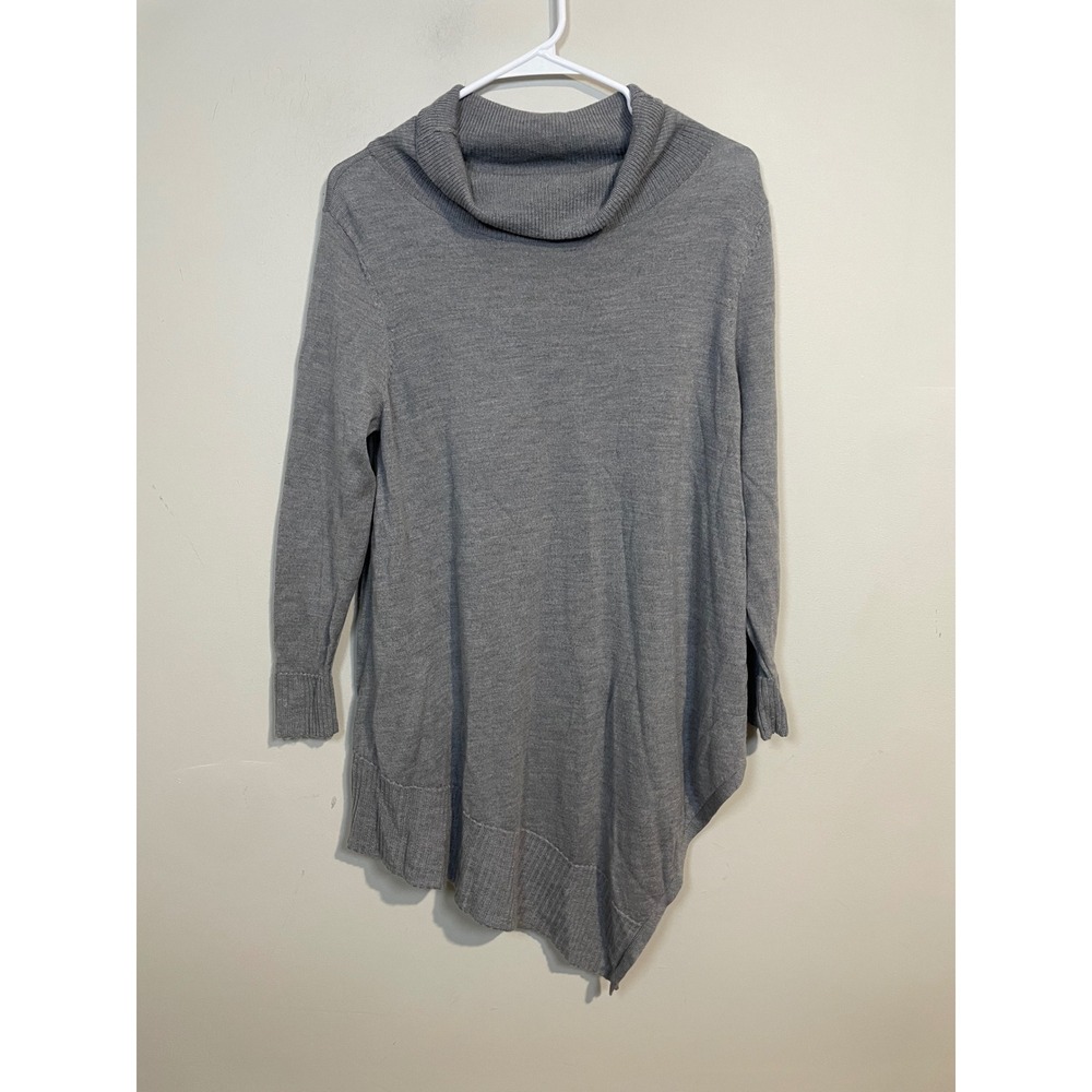 Eileen Fisher‎ Poncho Style Merino Jersey Asymmetric Turtleneck Sweater Medium